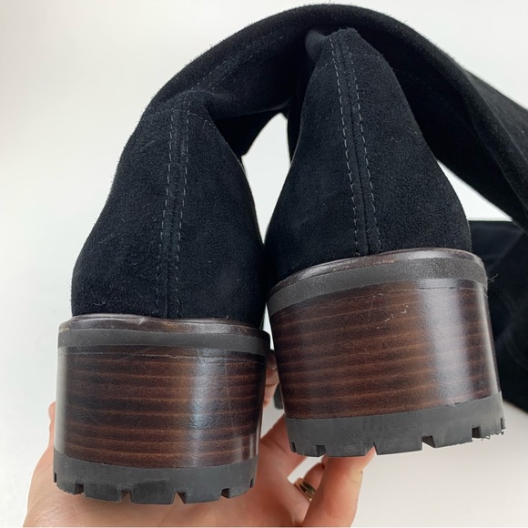 Stuart Weitzman Over The Knee Boots Suede Leather Low Block Heel Lug Sole 9.5 B - Picture 5 of 11